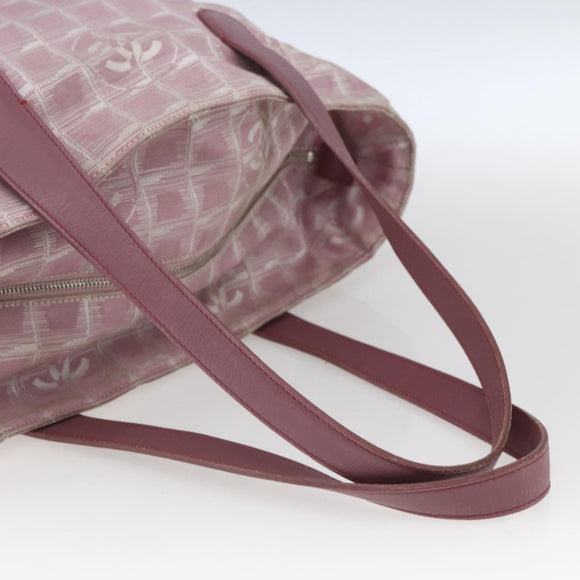 CHANEL New Travel line Tote Bag Pink Silver CC Auth 168739