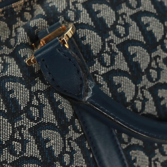 Christian Dior Trotter Canvas Boston Bag 2way Navy Gold Auth 168742SAV