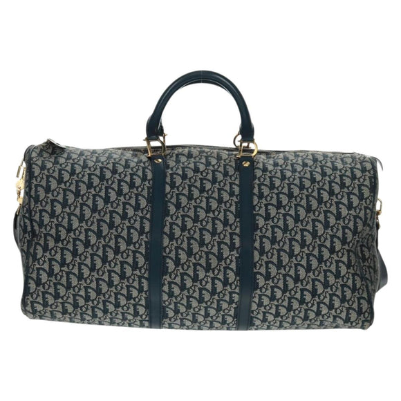 Christian Dior Trotter Canvas Boston Bag 2way Navy Gold Auth 168742SAV