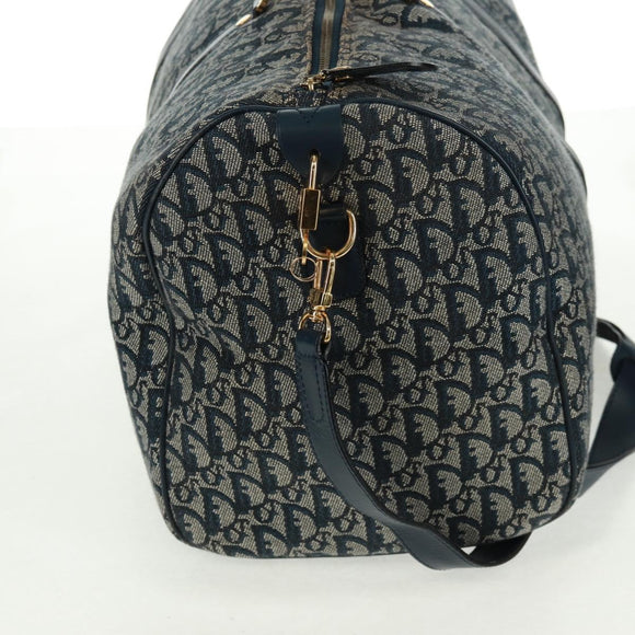 Christian Dior Trotter Canvas Boston Bag 2way Navy Gold Auth 168742SAV