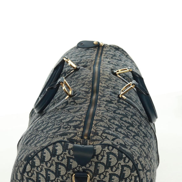 Christian Dior Trotter Canvas Boston Bag 2way Navy Gold Auth 168742SAV