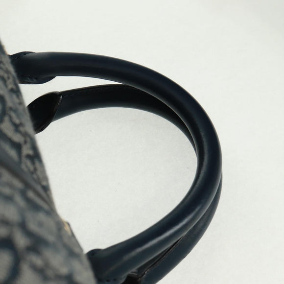 Christian Dior Trotter Canvas Boston Bag 2way Navy Gold Auth 168742SAV