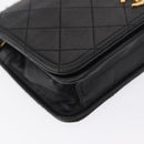 CHANEL Matelasse Chain Shoulder Bag Lamb Skin Black Gold CC Auth 168744-8