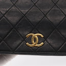 CHANEL Matelasse Chain Shoulder Bag Lamb Skin Black Gold CC Auth 168744-18