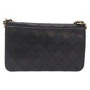 CHANEL Matelasse Chain Shoulder Bag Lamb Skin Black Gold CC Auth 168744-2