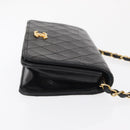 CHANEL Matelasse Chain Shoulder Bag Lamb Skin Black Gold CC Auth 168744-3