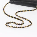 CHANEL Matelasse Chain Shoulder Bag Lamb Skin Black Gold CC Auth 168744-7