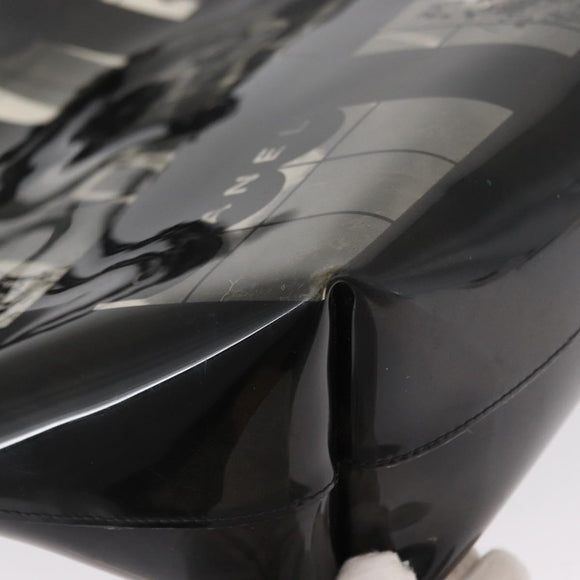 CHANEL Window Line Chain Tote Bag Vinyl Black CC Auth 168757