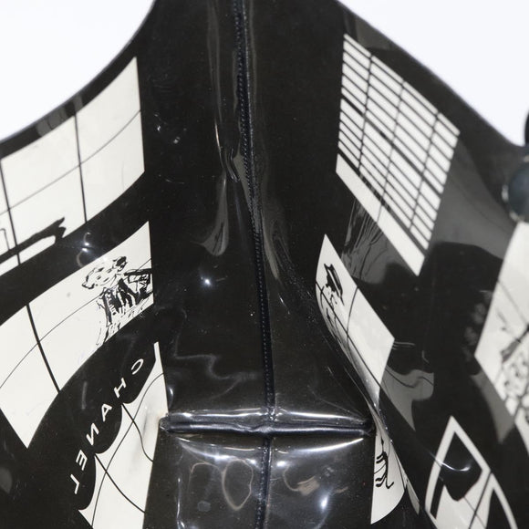 CHANEL Window Line Chain Tote Bag Vinyl Black CC Auth 168757