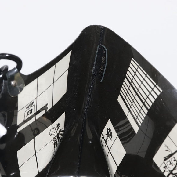 CHANEL Window Line Chain Tote Bag Vinyl Black CC Auth 168757