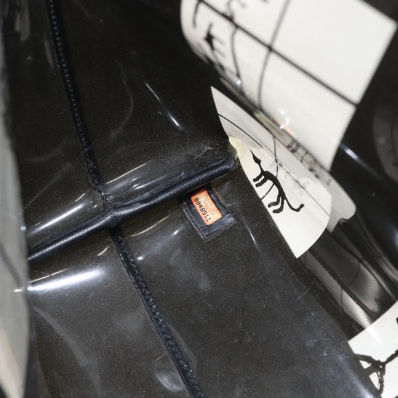 CHANEL Window Line Chain Tote Bag Vinyl Black CC Auth 168757