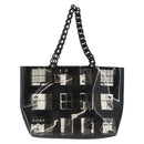 CHANEL Window Line Chain Tote Bag Vinyl Black CC Auth 168757-13