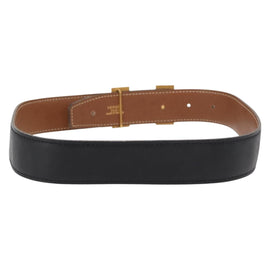 HERMES H Constance Reversible Belt Leather 28.7"" Black Auth 168764 - 0