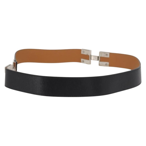 HERMES Belt Leather 29.5"" Black Auth 168765