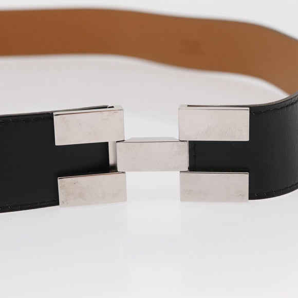 HERMES Belt Leather 29.5"" Black Auth 168765