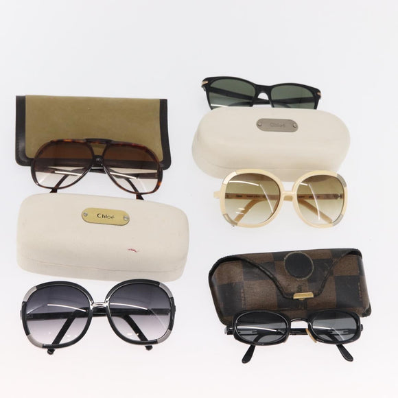 Chloe Armani Fendi Sunglasses plastic 5 Set Black Beige Auth 168797