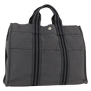 HERMES Fourre Tout MM Hand Bag Canvas Gray Silver Auth 168815-1