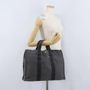 HERMES Fourre Tout MM Hand Bag Canvas Gray Silver Auth 168815-22