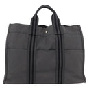 HERMES Fourre Tout MM Hand Bag Canvas Gray Silver Auth 168815-2