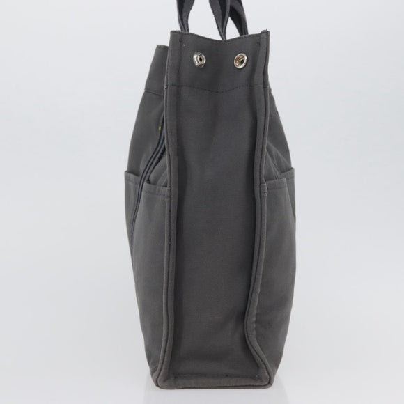HERMES Fourre Tout MM Hand Bag Canvas Gray Silver Auth 168815
