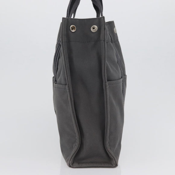 HERMES Fourre Tout MM Hand Bag Canvas Gray Silver Auth 168815