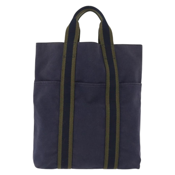 HERMES Fourre Tout Cabass Hand Bag Canvas Navy Auth 168818