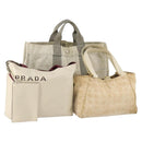 HERMES PRADA Chanel Hand Bag Leather Canvas Nylon 3 Set Beige Auth 168823-1