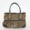 GUCCI GG Crystal Hand Bag Leather 4 Set Beige Black Auth 168824-17