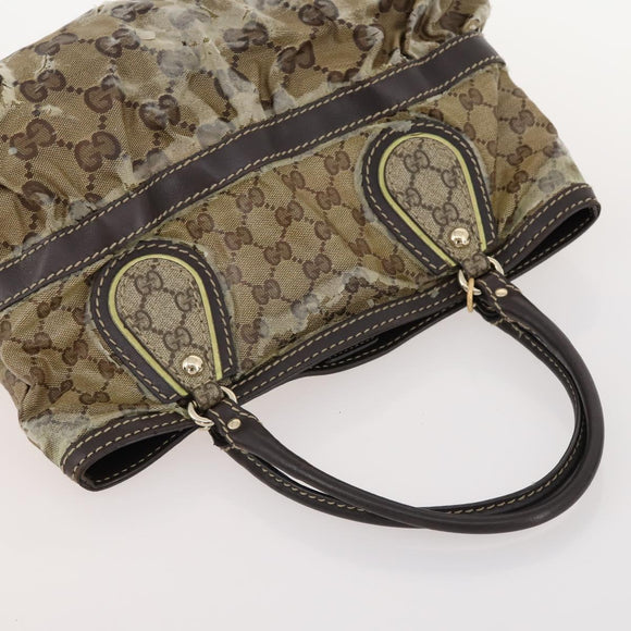 GUCCI GG Crystal Hand Bag Leather 4 Set Beige Black Auth 168824