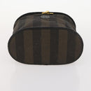 FENDI Zucchino Canvas Pekan Handtasche 4er Set Braun Schwarz Auth 168826-18