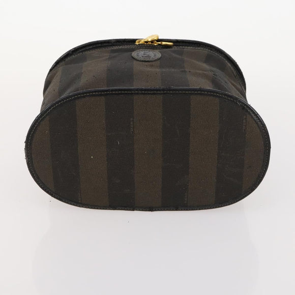 FENDI Zucchino Canvas Pekan Handtasche 4er Set Braun Schwarz Auth 168826