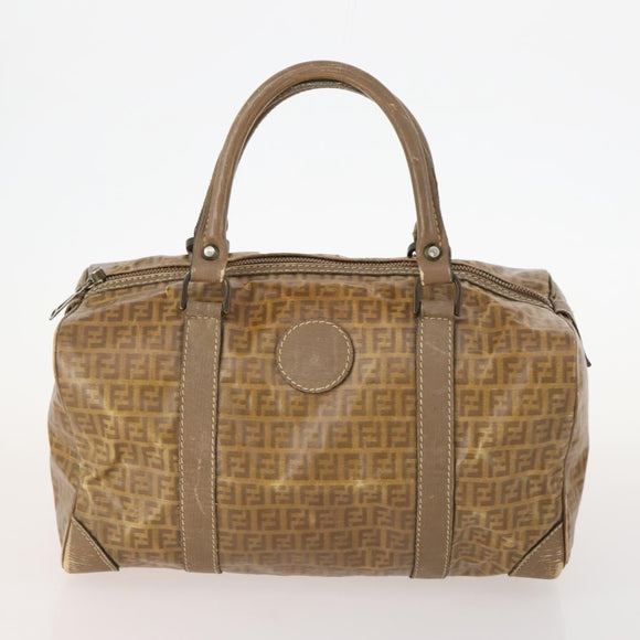FENDI Zucchino Canvas Pekan Handtasche 4er Set Braun Schwarz Auth 168826