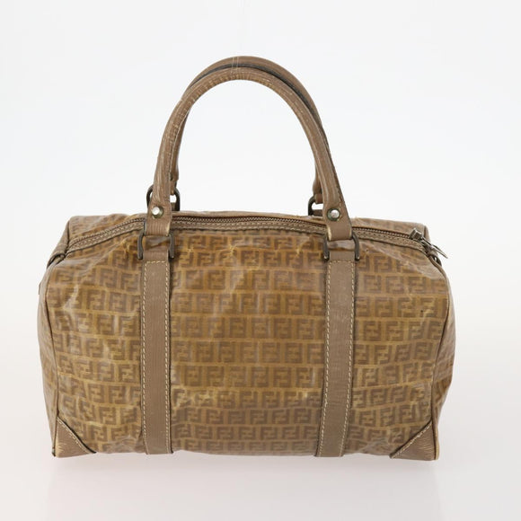 FENDI Zucchino Canvas Pekan Handtasche 4er Set Braun Schwarz Auth 168826