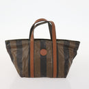 FENDI Zucchino Canvas Pekan Handtasche 4er Set Braun Schwarz Auth 168826-8