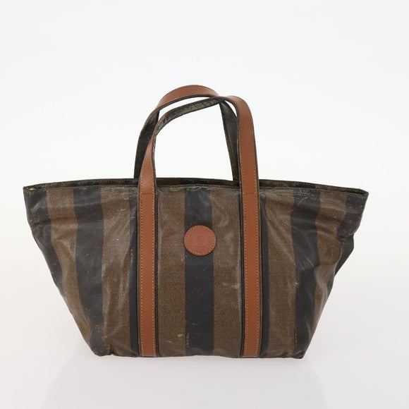 FENDI Zucchino Canvas Pekan Handtasche 4er Set Braun Schwarz Auth 168826