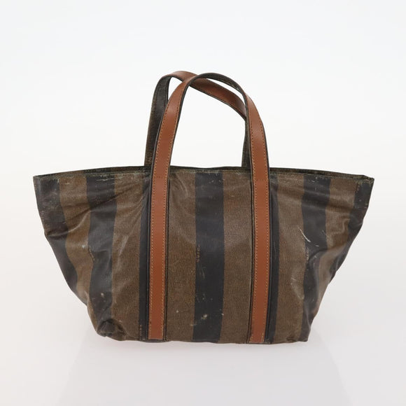 FENDI Zucchino Canvas Pekan Handtasche 4er Set Braun Schwarz Auth 168826
