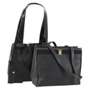 Salvatore Ferragamo Shopper Tas Leer 2 Set Zwart Auth 168827-1