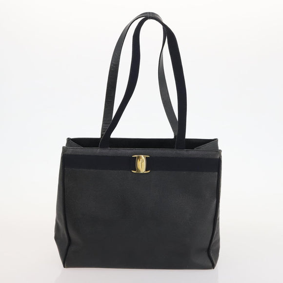 Salvatore Ferragamo Shopper Tas Leer 2 Set Zwart Auth 168827