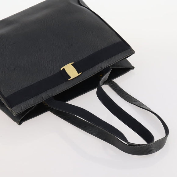 Salvatore Ferragamo Shopper Tas Leer 2 Set Zwart Auth 168827