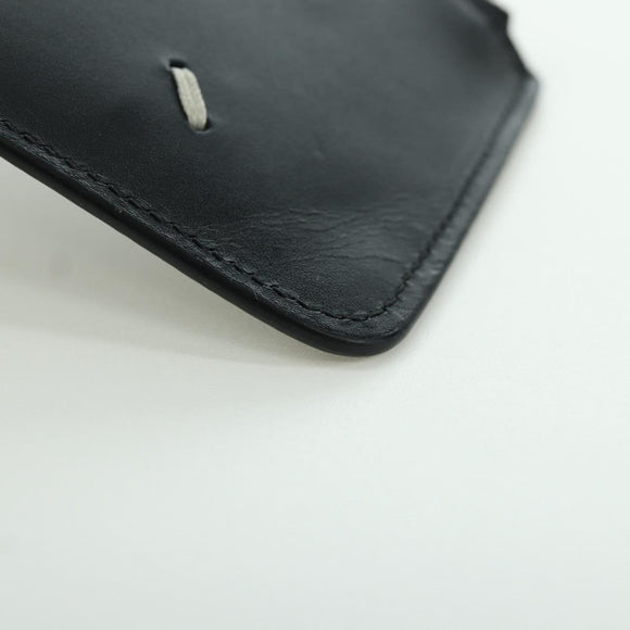 Maison Margiela Card Case Leather Black Silver Auth 168834M