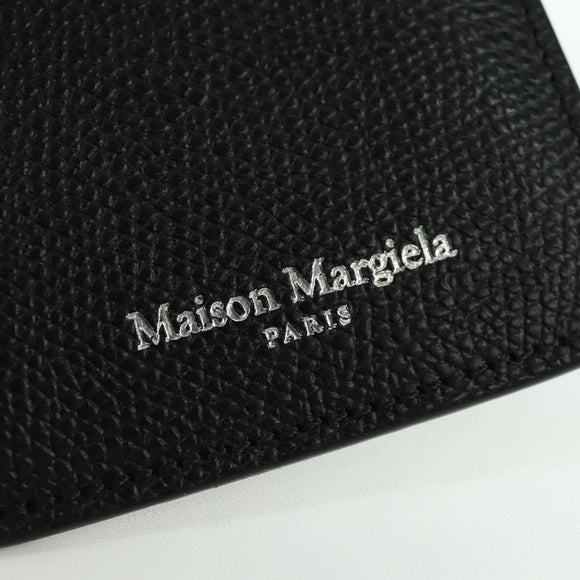 Maison Margiela Card Case Leather Black Silver Auth 168834M