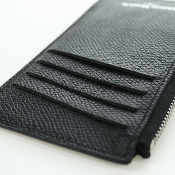 Maison Margiela Card Case Leather Black Silver Auth 168834M