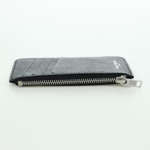 Maison Margiela Card Case Leather Black Silver Auth 168834M