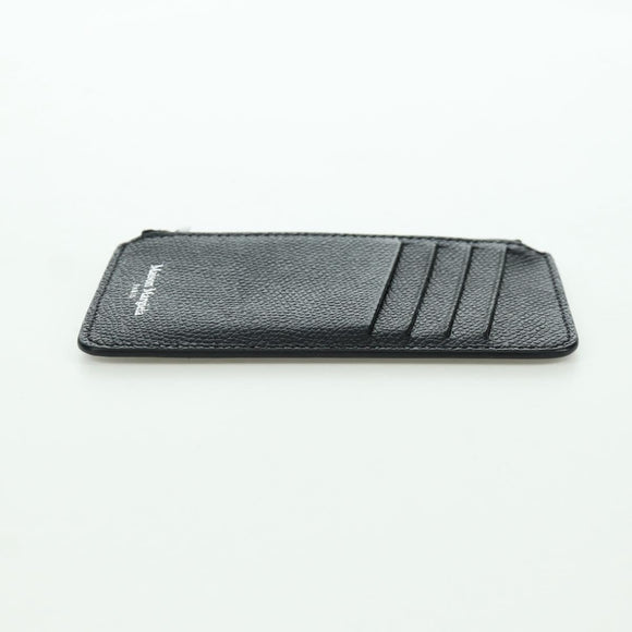 Maison Margiela Card Case Leather Black Silver Auth 168834M