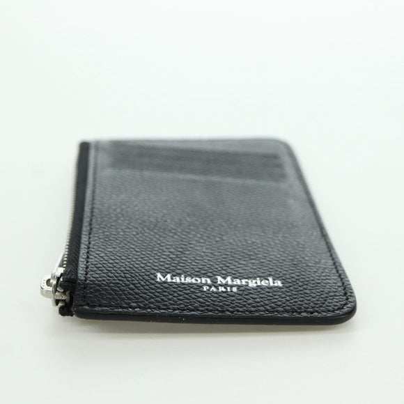 Maison Margiela Card Case Leather Black Silver Auth 168834M