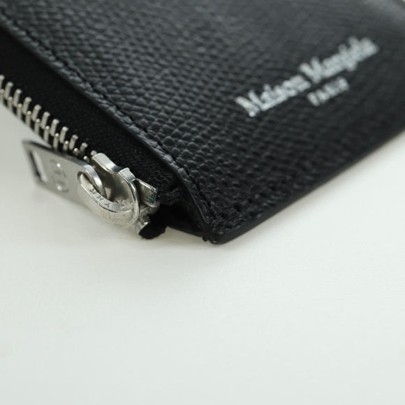 Maison Margiela Card Case Leather Black Silver Auth 168834M