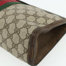 GUCCI GG Supreme Web Sherry Line Clutch Bag PVC Beige 41 014 2125 28 Auth 168839-14