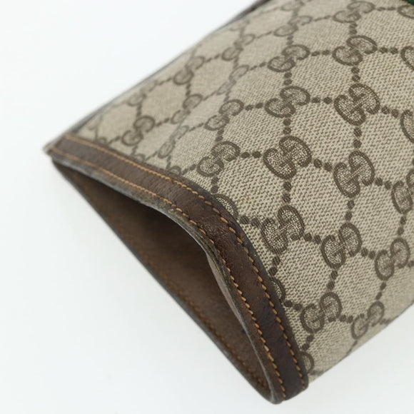 GUCCI GG Supreme Web Sherry Line Clutch Bag PVC Beige 41 014 2125 28 Auth 168839