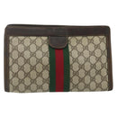 GUCCI GG Supreme Web Sherry Line Clutch Bag PVC Beige 41 014 2125 28 Auth 168839-13
