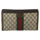 GUCCI GG Supreme Web Sherry Line Clutch Bag PVC Beige 41 014 2125 28 Auth 168839-2